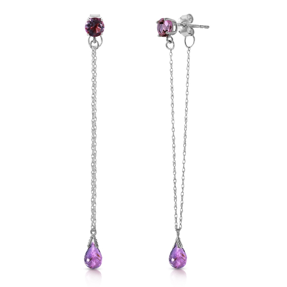 14K. GOLD CHANDELIER EARRING WITH NATURAL AMETHYST - Picture 3 of 4